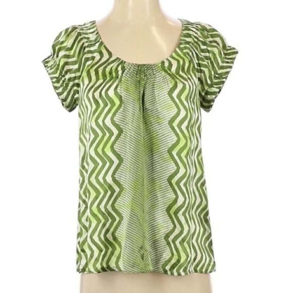 Banana Republic | Silk Zig Zag & Dot Print Blouse Size XS